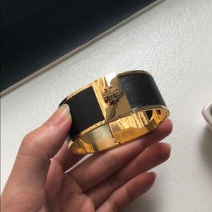 Tory Burch Leather Inlay Cuff Bracelet Bangle